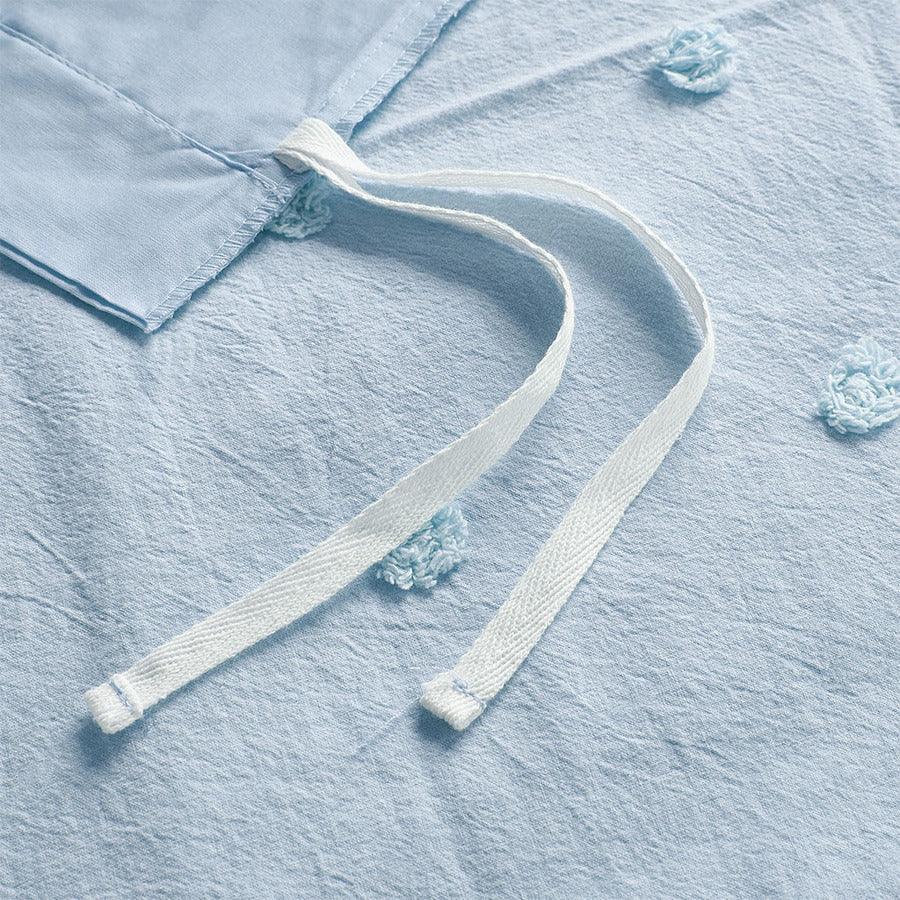 Olliix.com Duvet & Duvet Sets - Brooklyn Shabby Chic Cotton Jacquard Duvet Cover Set King/Cal King Blue