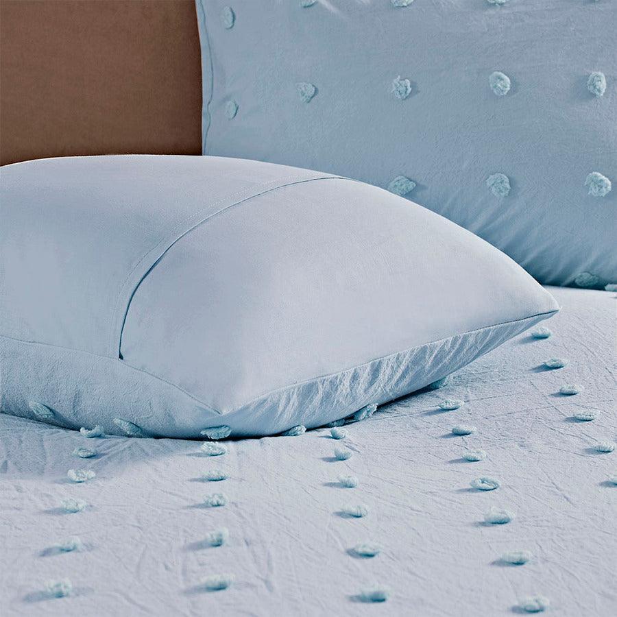 Olliix.com Duvet & Duvet Sets - Brooklyn Shabby Chic Cotton Jacquard Duvet Cover Set King/Cal King Blue