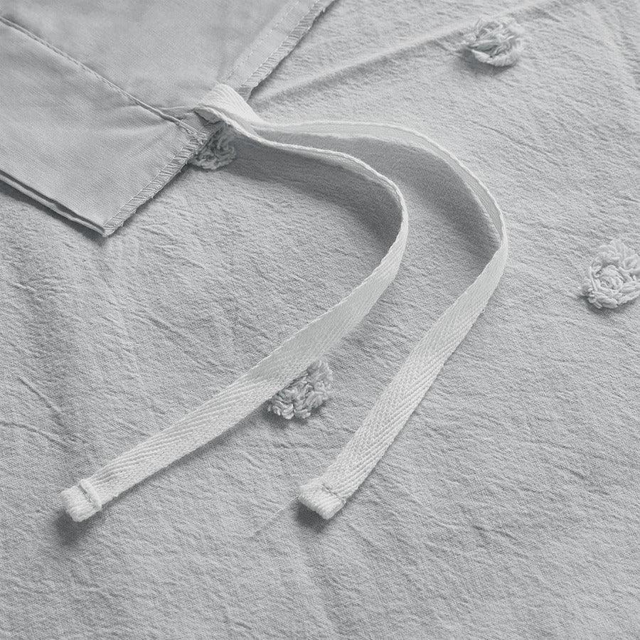 Olliix.com Duvet & Duvet Sets - Brooklyn Shabby Chic Cotton Jacquard Duvet Cover Set King/Cal King Gray