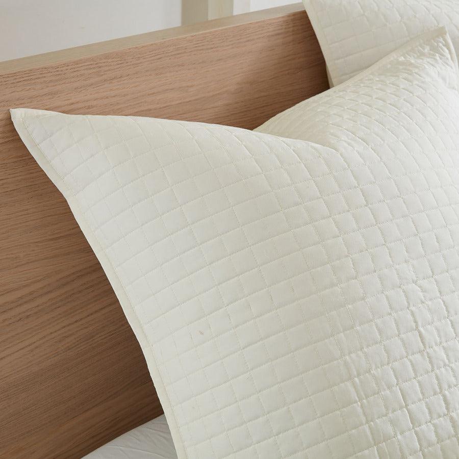 Olliix.com Duvet & Duvet Sets - Brooklyn Shabby Chic Cotton Jacquard Duvet Cover Set King/Cal King Ivory