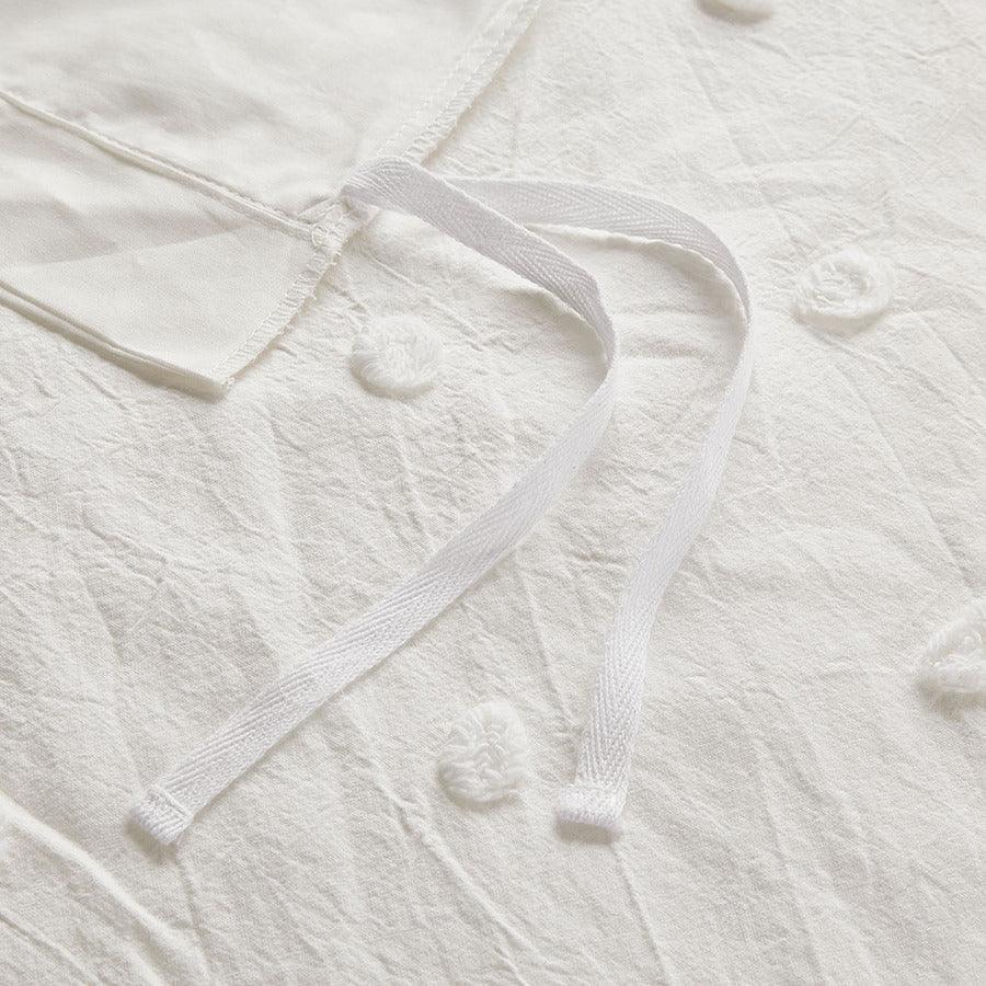 Olliix.com Duvet & Duvet Sets - Brooklyn Shabby Chic Cotton Jacquard Duvet Cover Set King/Cal King Ivory