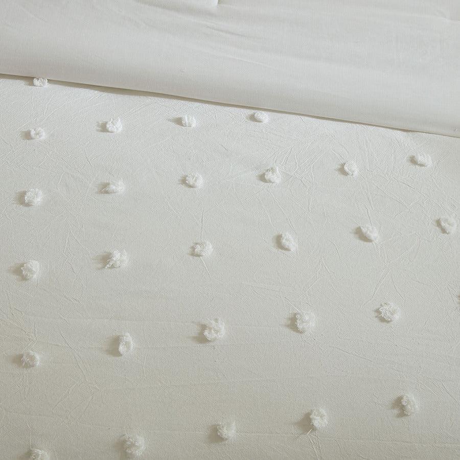 Olliix.com Duvet & Duvet Sets - Brooklyn Shabby Chic Cotton Jacquard Duvet Cover Set King/Cal King Ivory