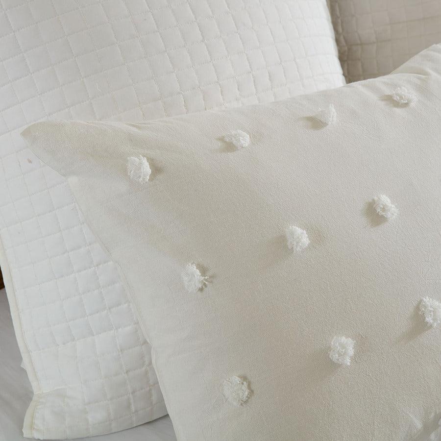 Olliix.com Duvet & Duvet Sets - Brooklyn Shabby Chic Cotton Jacquard Duvet Cover Set King/Cal King Ivory