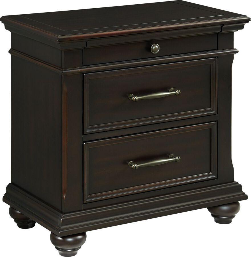 Elements Nightstands & Side Tables - Brooks 3-Drawer Nightstand with USB Ports in Black
