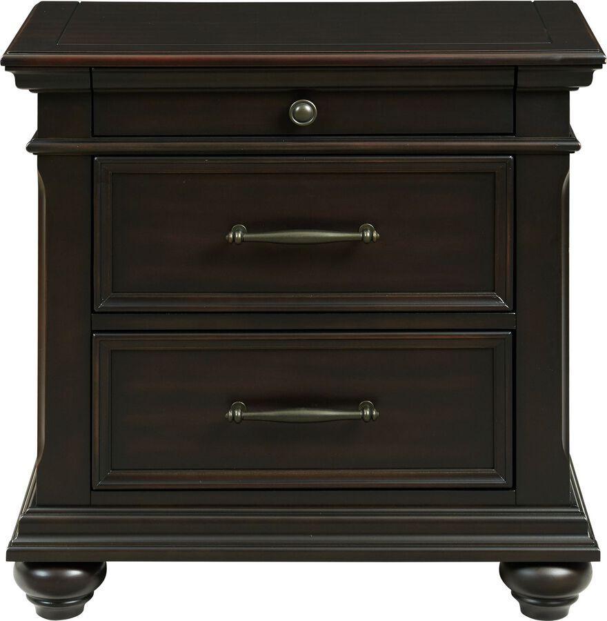 Elements Nightstands & Side Tables - Brooks 3-Drawer Nightstand with USB Ports in Black
