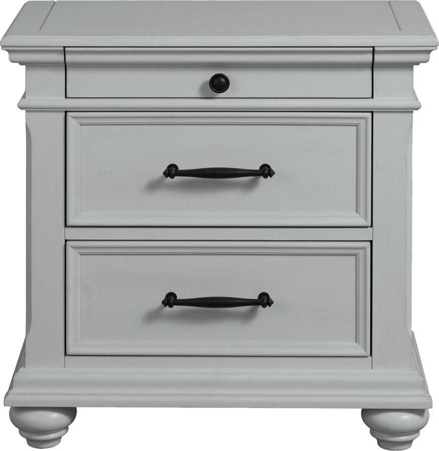 Elements Nightstands & Side Tables - Brooks 3-Drawer Nightstand with USB Ports in Grey