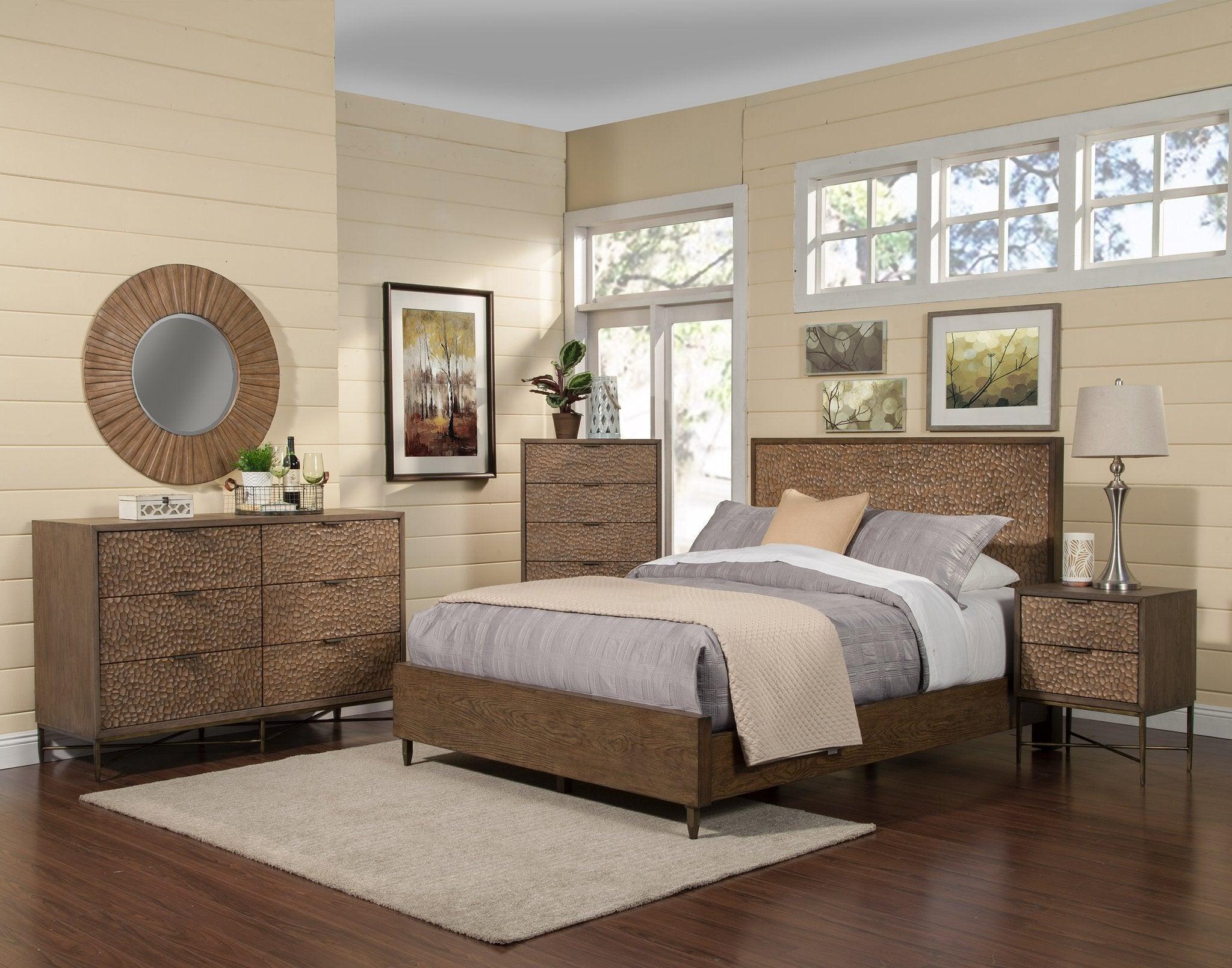 Alpine Furniture Beds - Brown Pearl Queen Platform Bed Brown Bronze