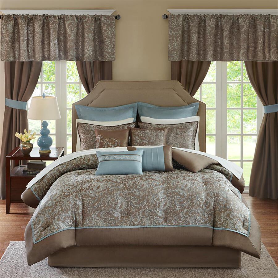 Olliix.com Comforters & Blankets - Brystol 24 Piece Room Traditional in a Bag Blue Queen