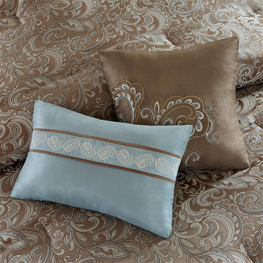 Olliix.com Comforters & Blankets - Brystol 24 Piece Room Traditional in a Bag Blue Queen