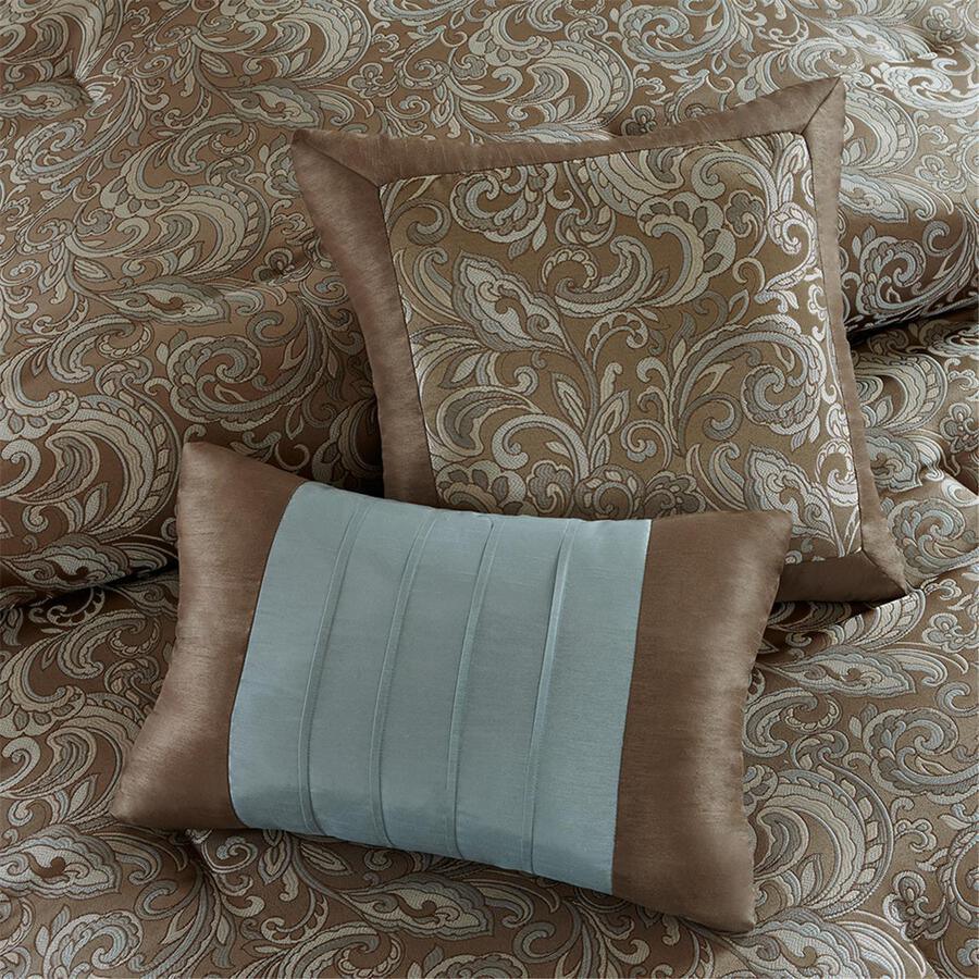 Olliix.com Comforters & Blankets - Brystol 24 Piece Room Traditional in a Bag Blue Queen
