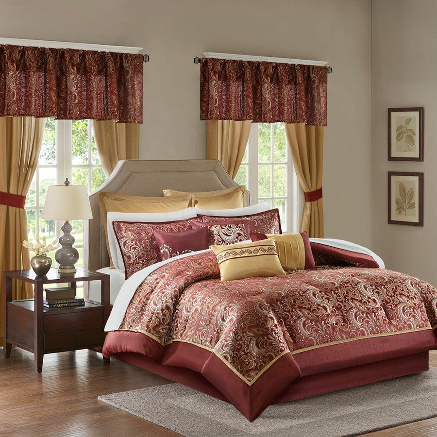 Olliix.com Comforters & Blankets - Brystol Modern 24 Piece Room in a Bag Red Cal King