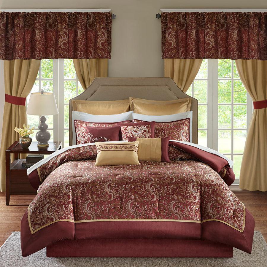Olliix.com Comforters & Blankets - Brystol Modern 24 Piece Room in a Bag Red Cal King