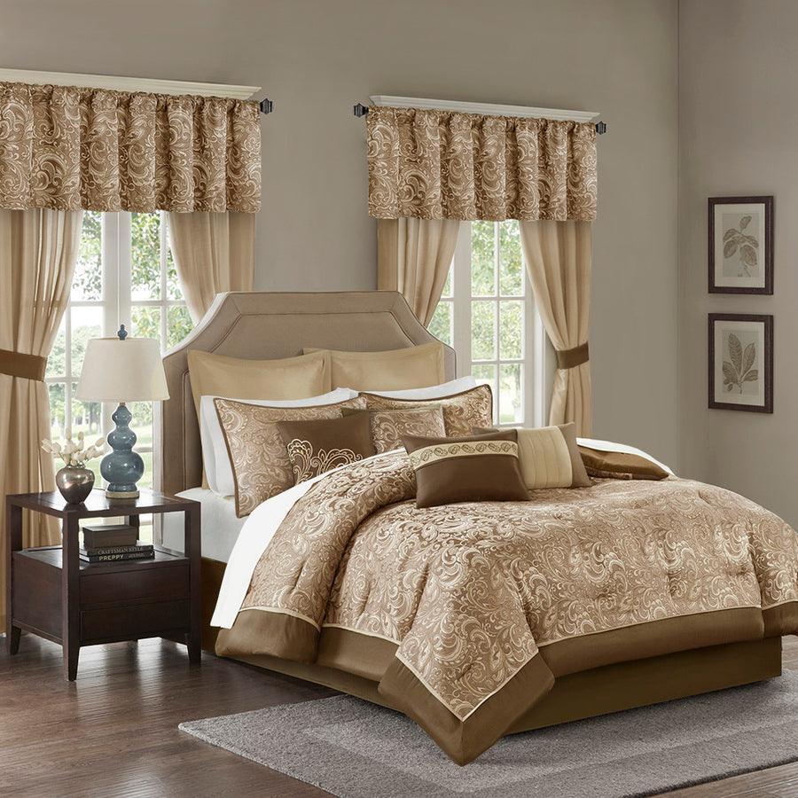 Olliix.com Comforters & Blankets - Brystol Queen 24 Piece Room in a Bag Brown