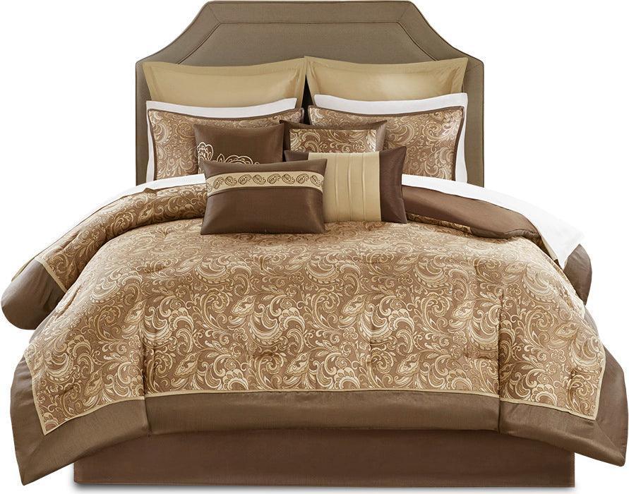 Olliix.com Comforters & Blankets - Brystol Queen 24 Piece Room in a Bag Brown