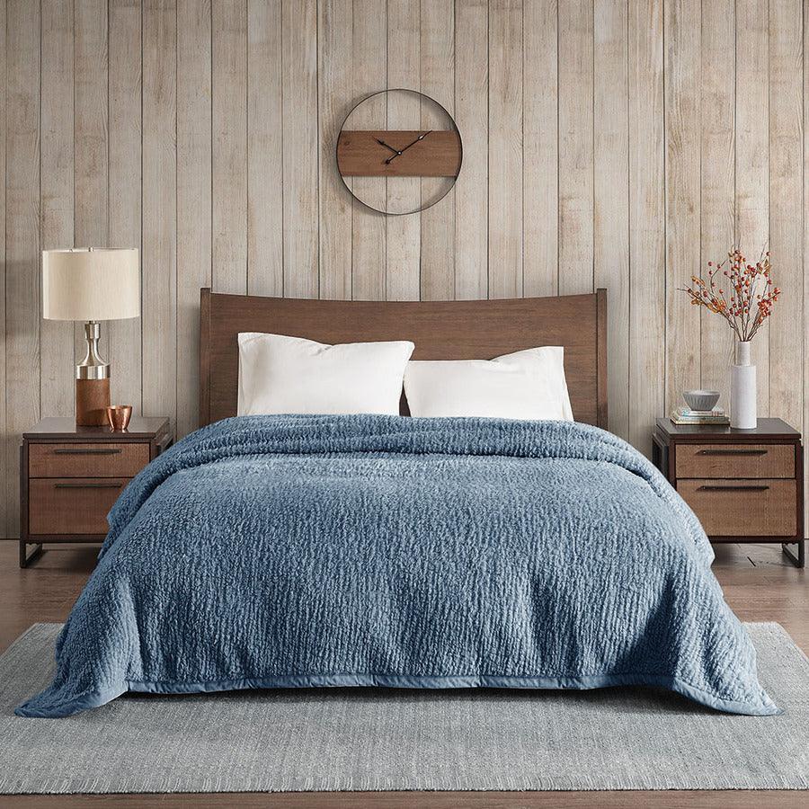 Olliix.com Comforters & Blankets - Burlington Berber Blanket Twin Blue