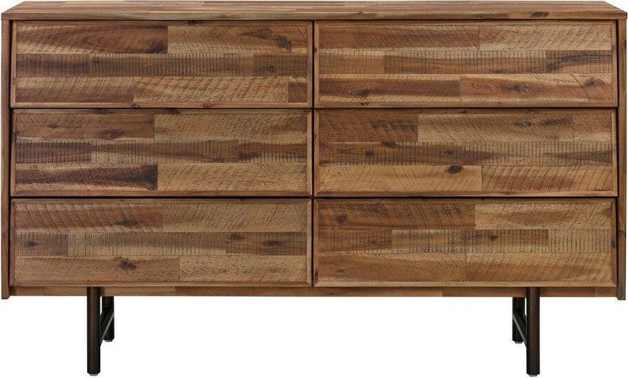 Tov Furniture Dressers - Bushwick 6 Drawer Dresser Natural & Brass