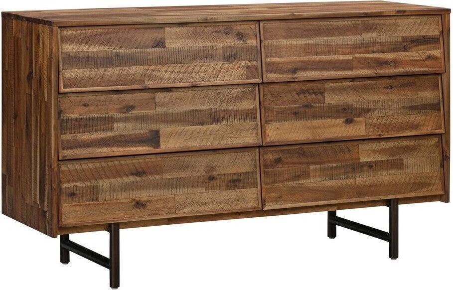 Tov Furniture Dressers - Bushwick 6 Drawer Dresser Natural & Brass