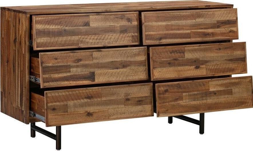 Tov Furniture Dressers - Bushwick 6 Drawer Dresser Natural & Brass