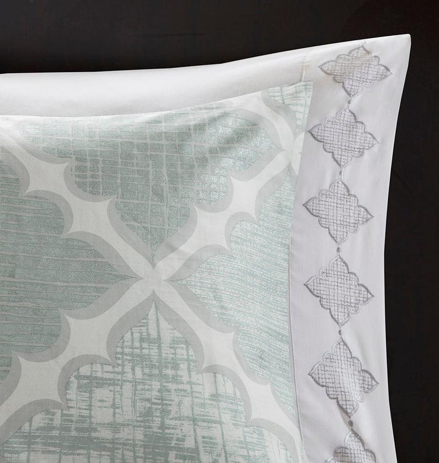 Olliix.com Comforters & Blankets - Cadence 9 Piece Cotton Sateen Comforter Set Aqua
