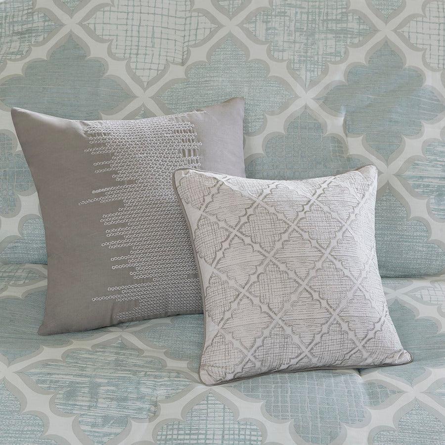 Olliix.com Comforters & Blankets - Cadence 9 Piece Cotton Sateen Comforter Set Aqua
