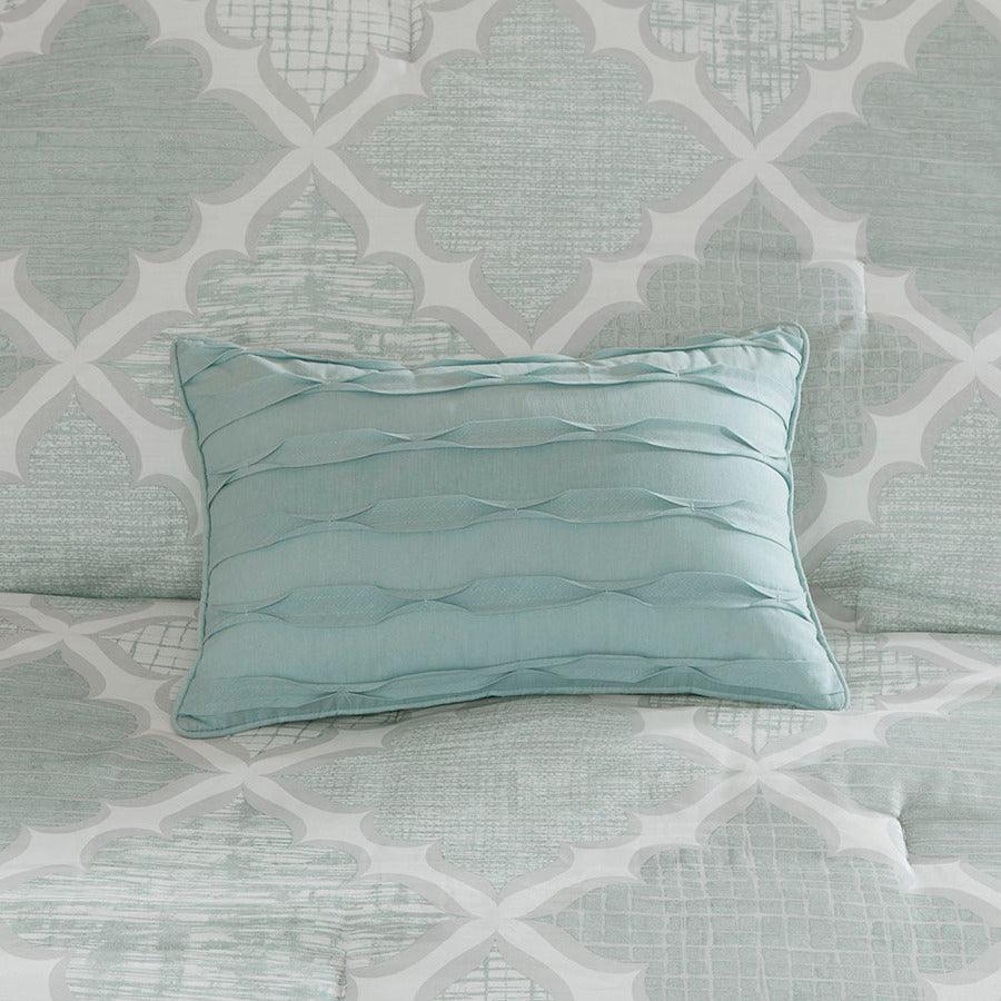 Olliix.com Comforters & Blankets - Cadence 9 Piece Cotton Sateen Comforter Set Aqua