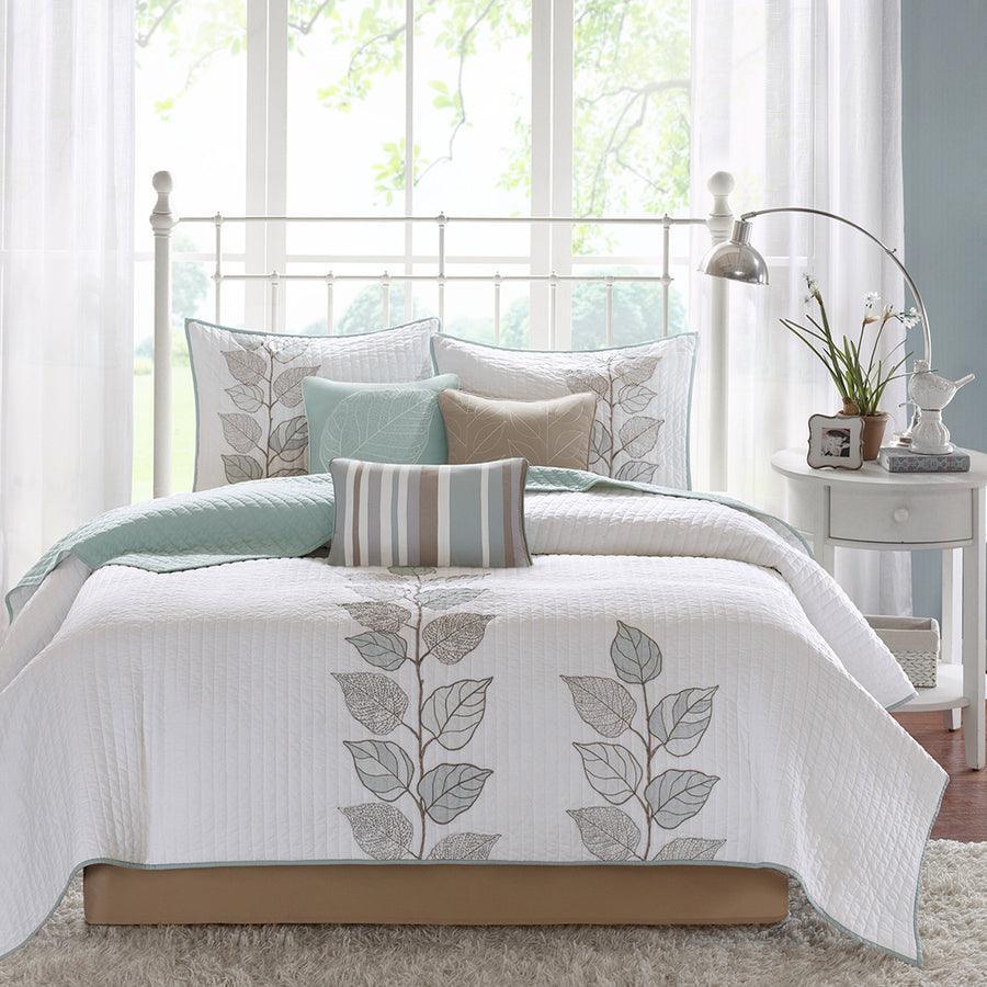 Olliix.com Comforters & Blankets - Caelie Full/Queen 6 Piece Reversible Coverlet Set Blue