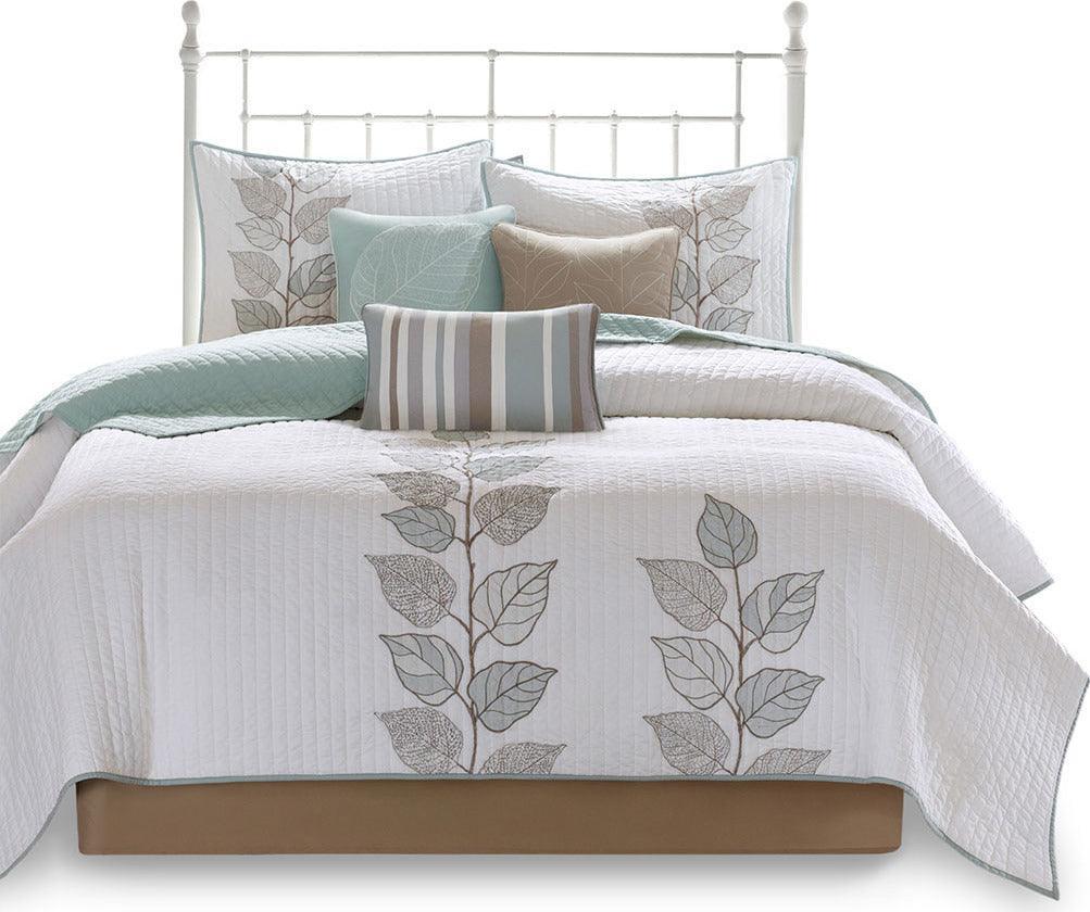 Olliix.com Comforters & Blankets - Caelie Full/Queen 6 Piece Reversible Coverlet Set Blue