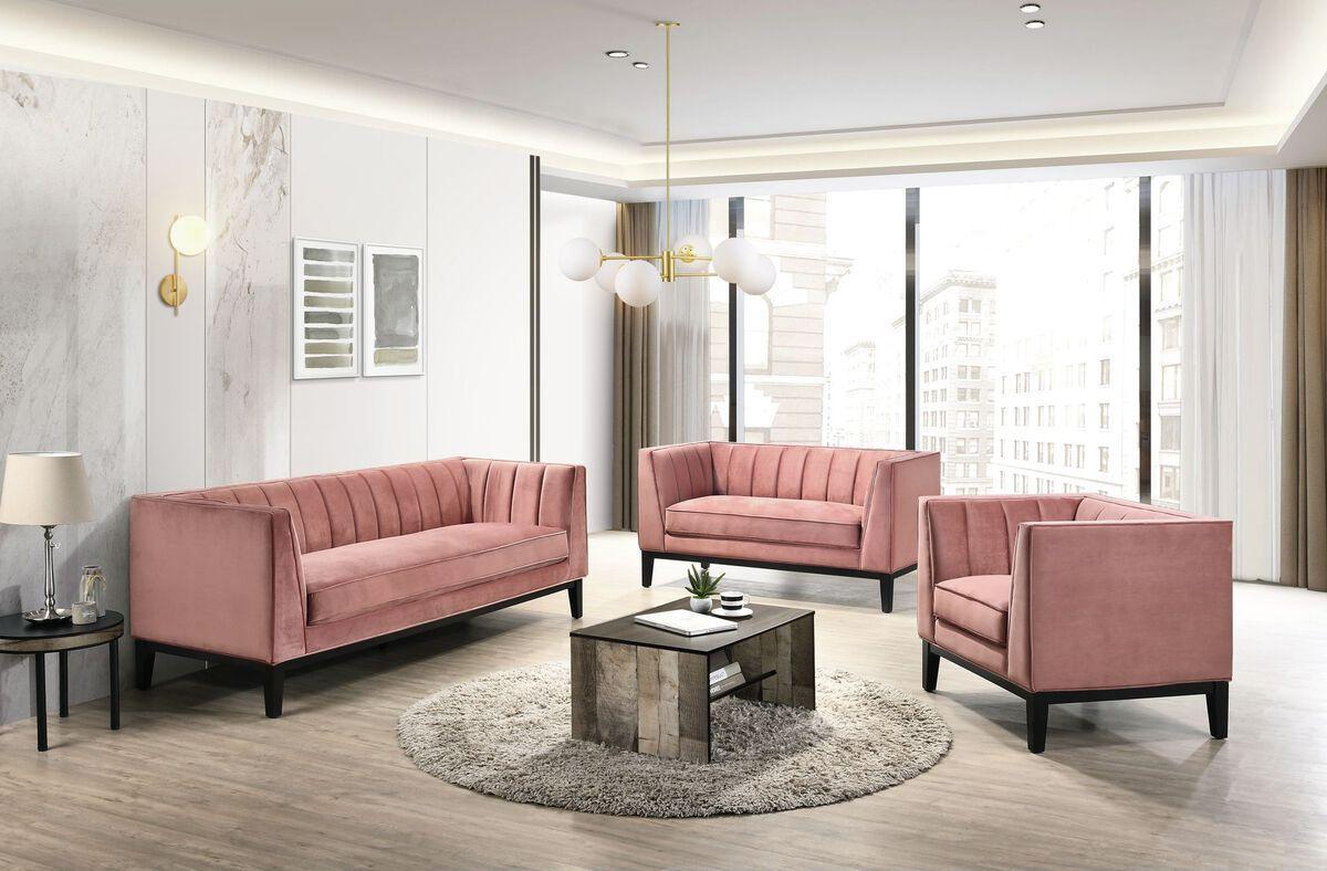 Elements Living Room Sets - Calabasas 3PC Living Room Set in Rose
