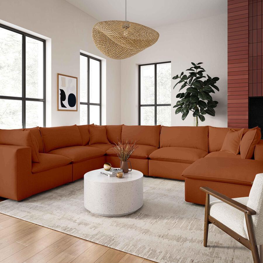 Tov Furniture Sectional Sofas - Cali Rust Modular Large Chaise Sectional