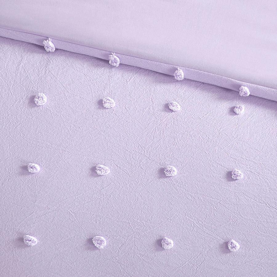 Olliix.com Comforters & Blankets - Callie Full/Queen Cotton Jacquard Pom Pom Shabby Chic Comforter Set Lavender