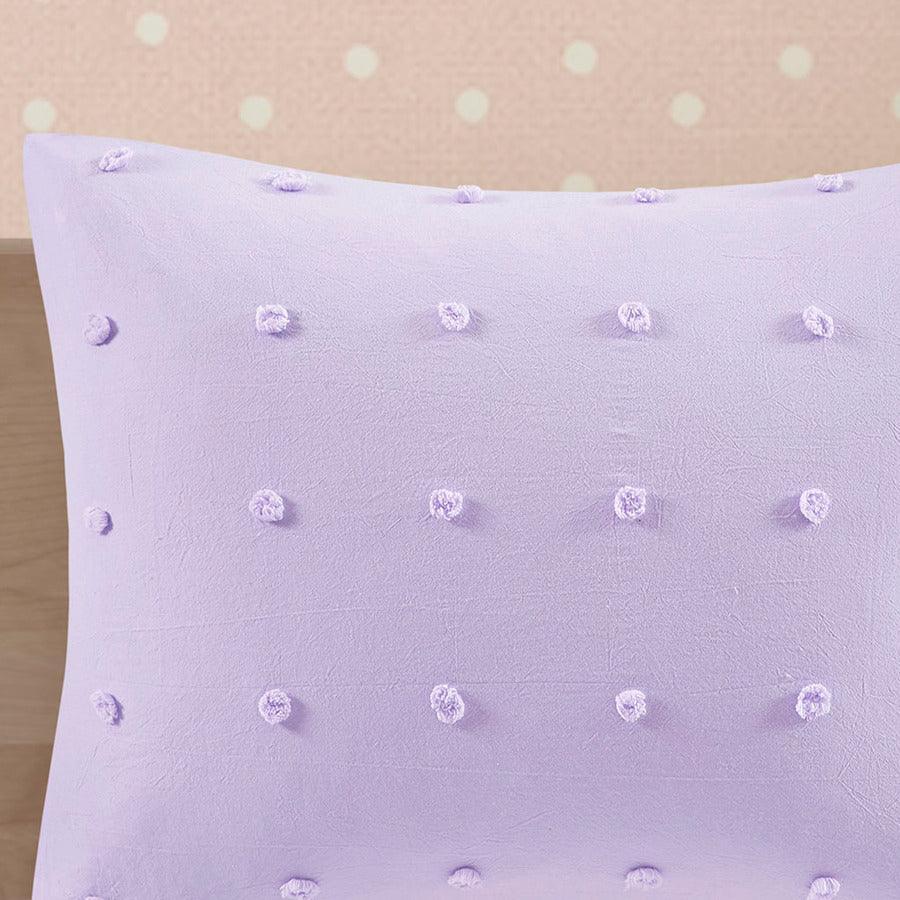 Olliix.com Comforters & Blankets - Callie Full/Queen Cotton Jacquard Pom Pom Shabby Chic Comforter Set Lavender