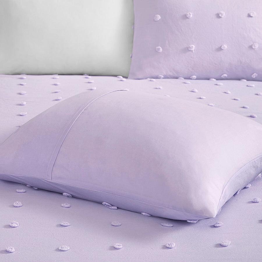 Olliix.com Comforters & Blankets - Callie Full/Queen Cotton Jacquard Pom Pom Shabby Chic Comforter Set Lavender