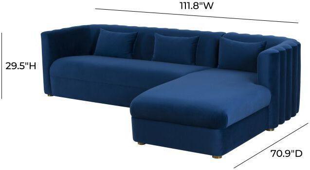Tov Furniture Sectional Sofas - Callie Navy Velvet Sectional - RAF