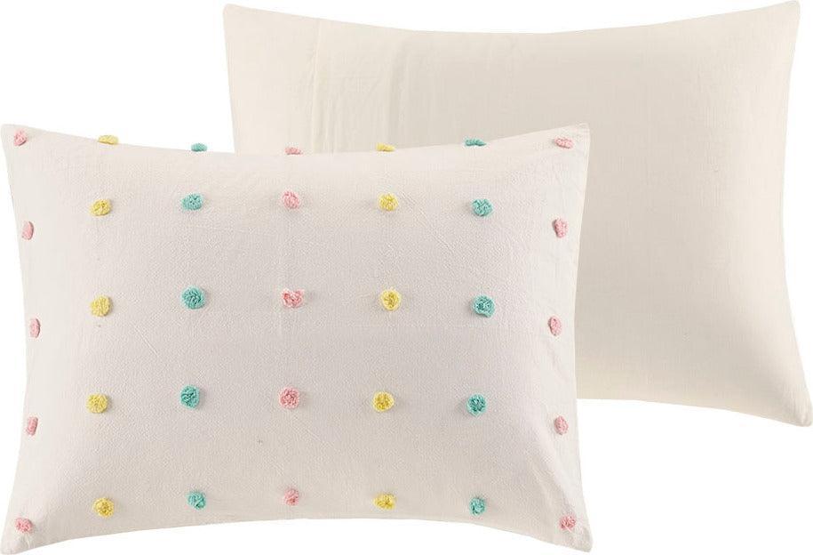 Olliix.com Comforters & Blankets - Callie Transitional Cotton Jacquard Pom Pom Comforter Set Multi Full/Queen