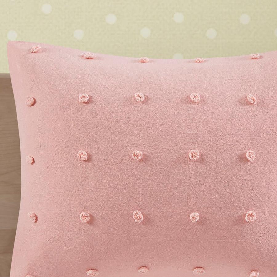 Olliix.com Comforters & Blankets - Callie Twin Cotton Jacquard Pom Pom Comforter Set Pink