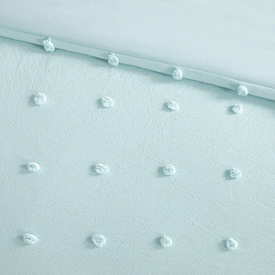 Olliix.com Comforters & Blankets - Callie Twin Cotton Jacquard Pom Shabby Chic Pom Comforter Set Aqua