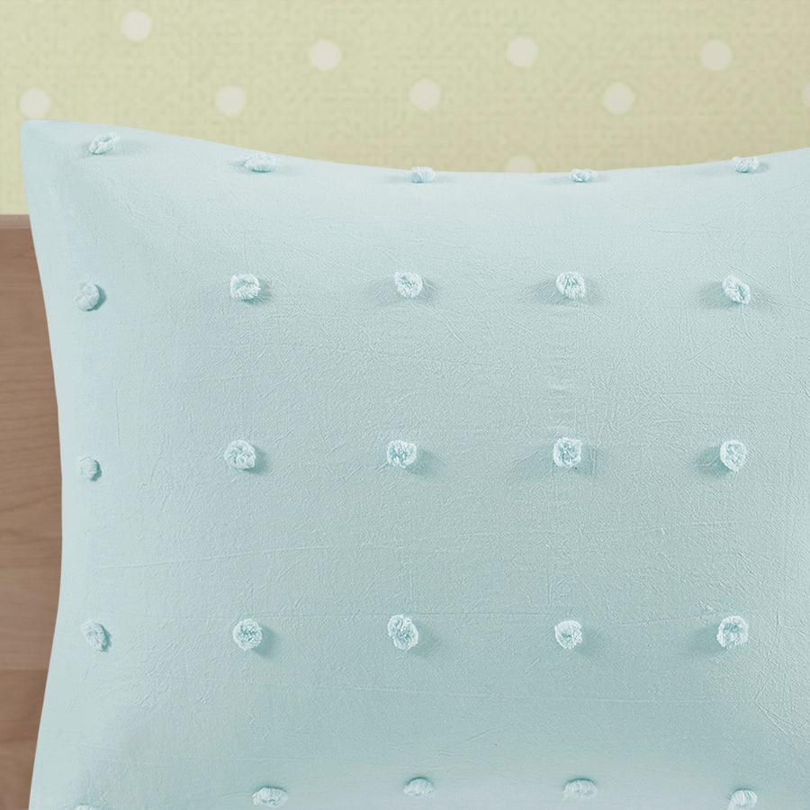 Olliix.com Comforters & Blankets - Callie Twin Cotton Jacquard Pom Shabby Chic Pom Comforter Set Aqua