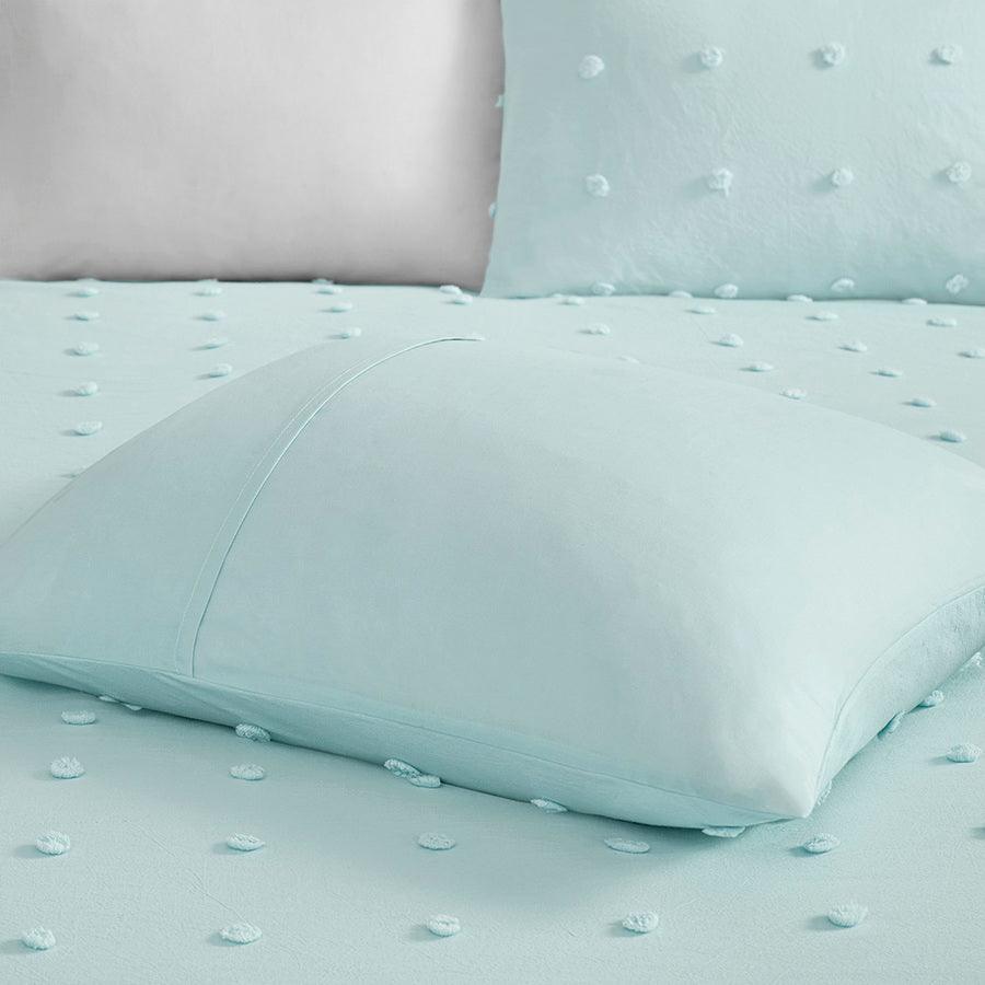 Olliix.com Comforters & Blankets - Callie Twin Cotton Jacquard Pom Shabby Chic Pom Comforter Set Aqua
