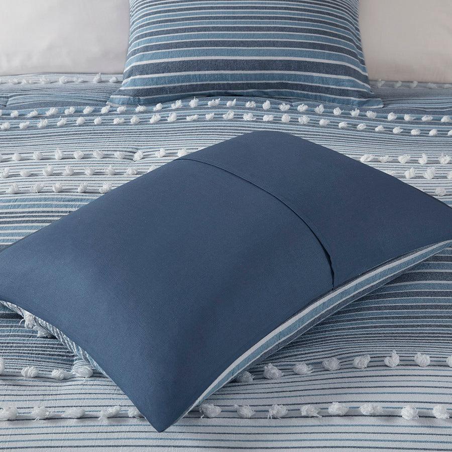 Olliix.com Comforters & Blankets - Calum Casual Cotton Jacquard Comforter Set Navy King/Cal King