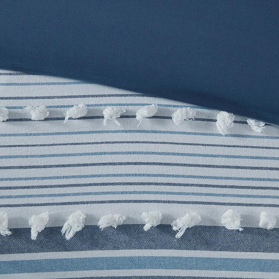 Olliix.com Comforters & Blankets - Calum Casual Cotton Jacquard Comforter Set Navy King/Cal King