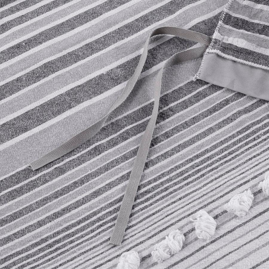 Olliix.com Duvet & Duvet Sets - Calum Modern Cotton Jacquard Duvet Cover Set Full/Queen Gray