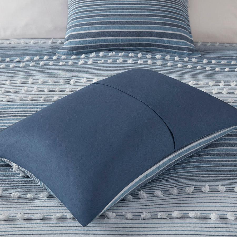 Olliix.com Duvet & Duvet Sets - Calum Modern Cotton Jacquard Duvet Cover Set Twin/TXL Navy