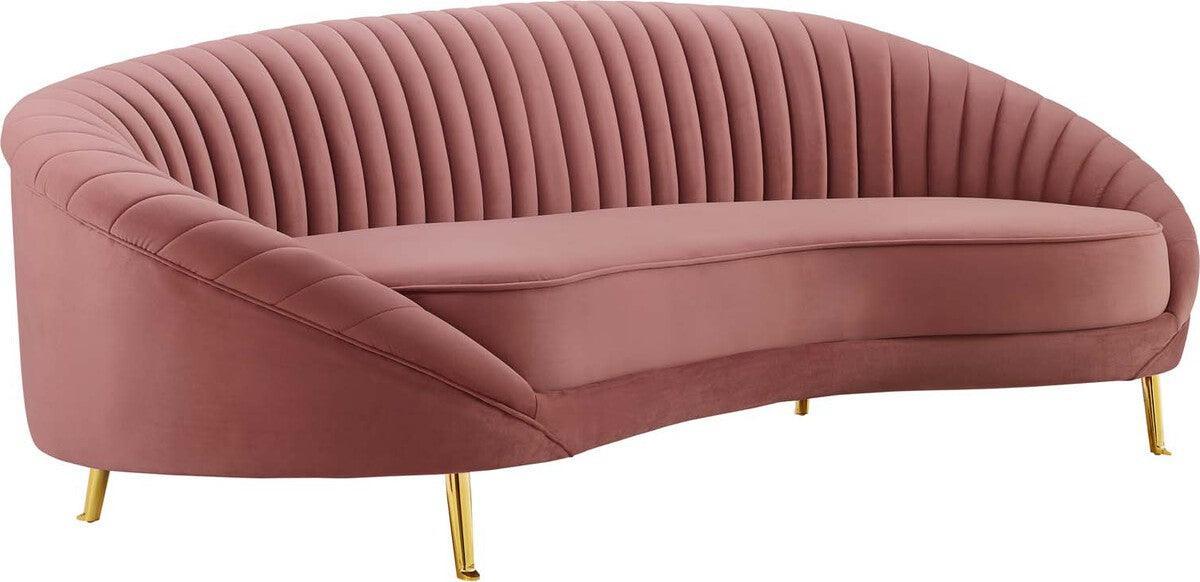Modway Sofas & Couches - Camber Channel Tufted Performance Velvet Sofa Dusty Rose