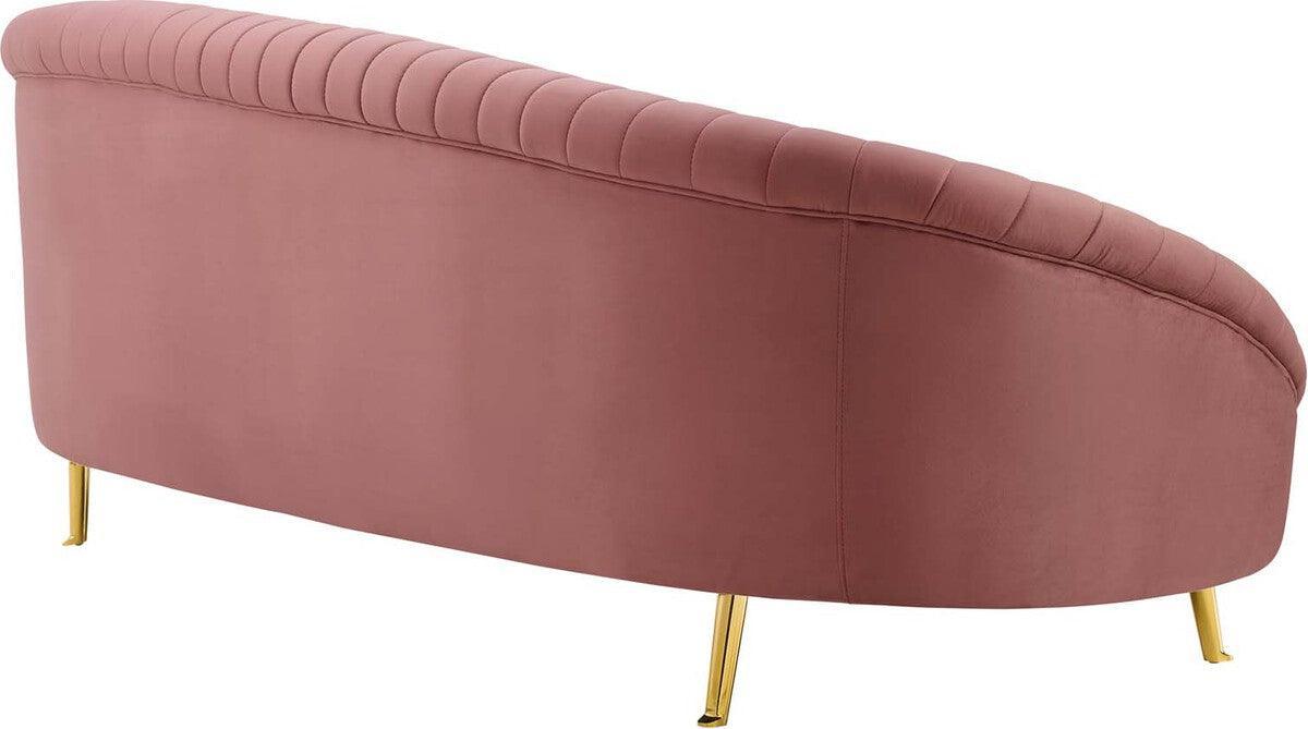 Modway Sofas & Couches - Camber Channel Tufted Performance Velvet Sofa Dusty Rose