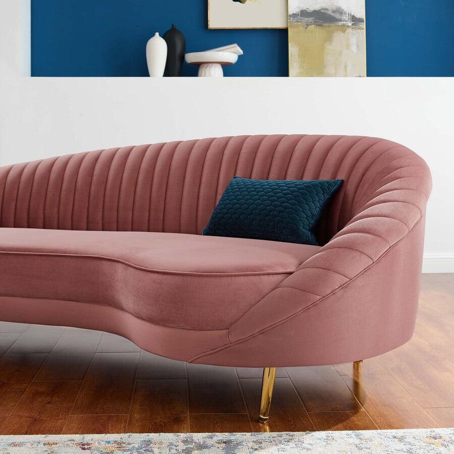 Modway Sofas & Couches - Camber Channel Tufted Performance Velvet Sofa Dusty Rose