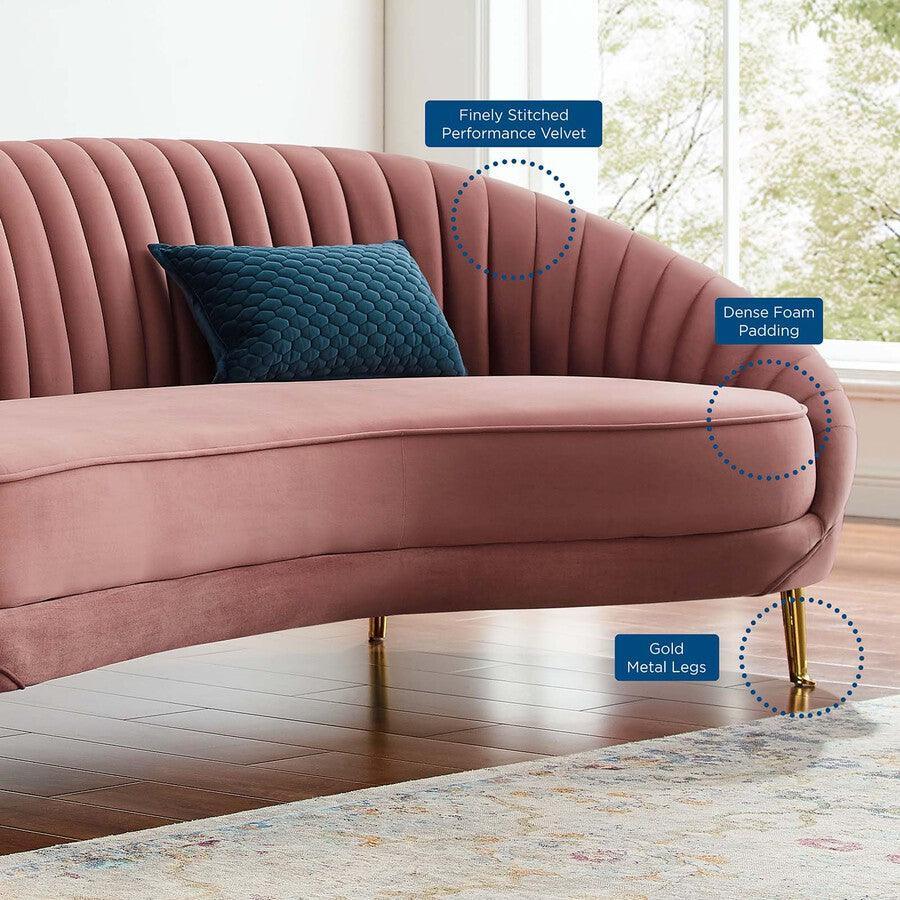 Modway Sofas & Couches - Camber Channel Tufted Performance Velvet Sofa Dusty Rose