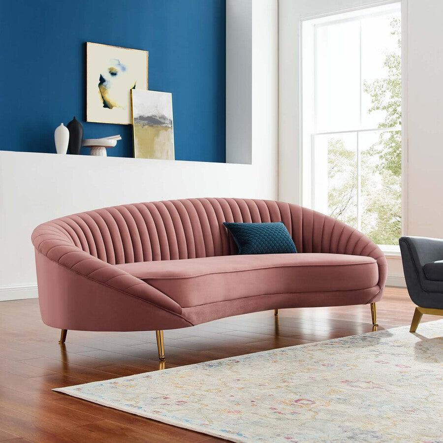 Modway Sofas & Couches - Camber Channel Tufted Performance Velvet Sofa Dusty Rose