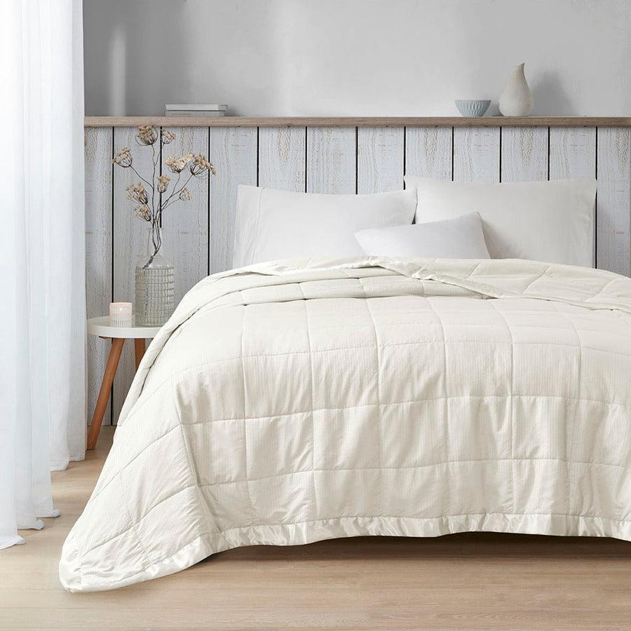 Olliix.com Comforters & Blankets - Cambria Casual Premium Oversize Down Alt Blanket with 3M Scotchgard King Ivory