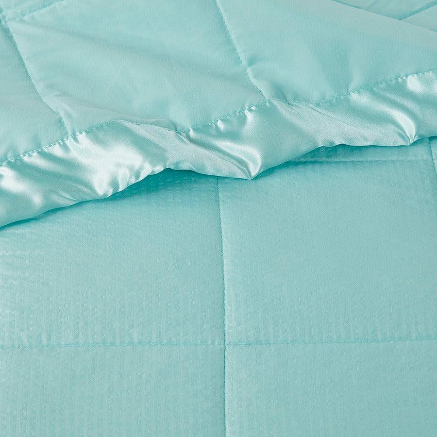 Olliix.com Comforters & Blankets - Cambria Casual Premium Oversize Down Alt Blanket with 3M Scotchgard Twin Aqua