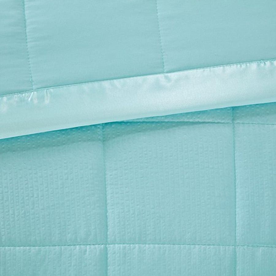 Olliix.com Comforters & Blankets - Cambria Casual Premium Oversize Down Alt Blanket with 3M Scotchgard Twin Aqua